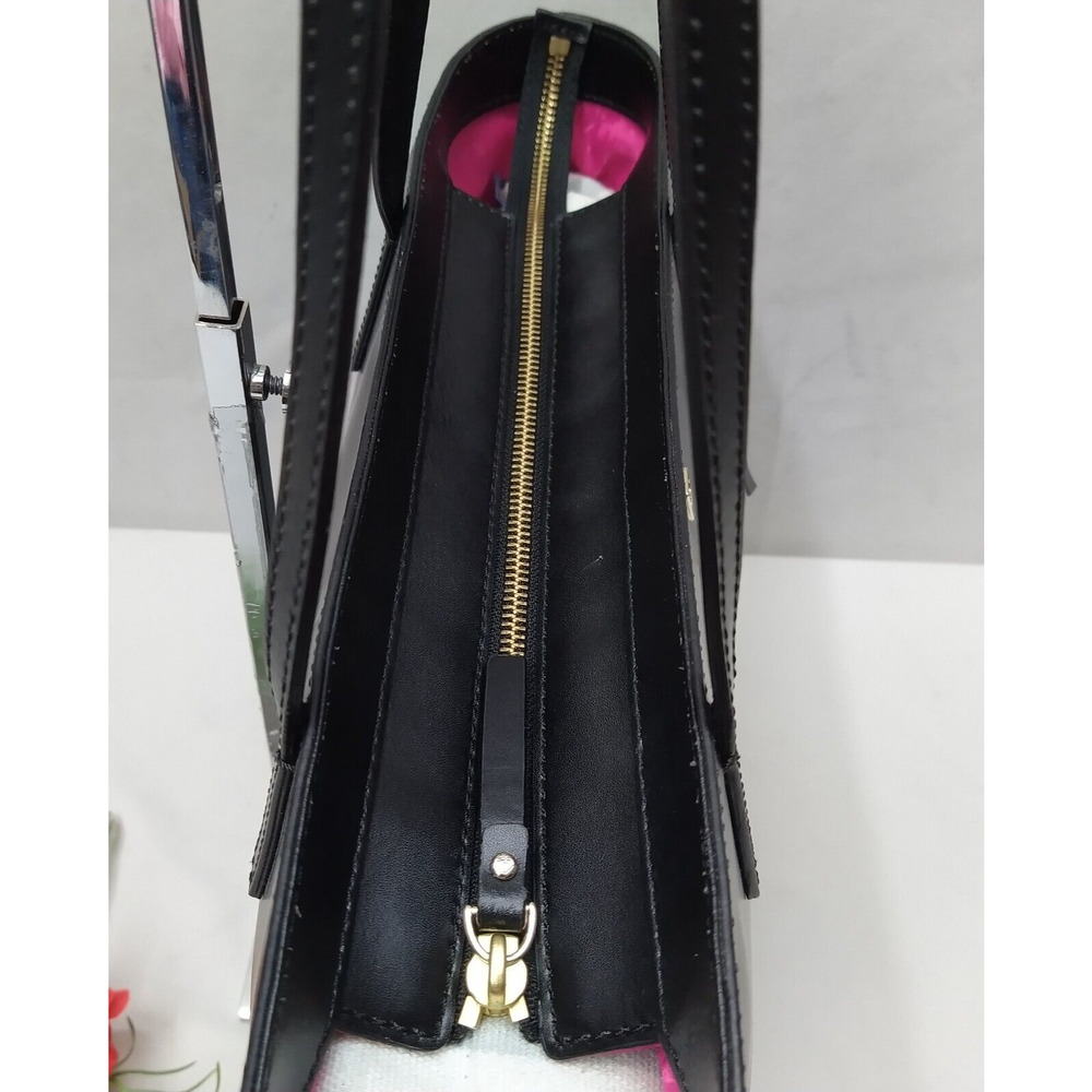 Kate Spade New York Black Leather Doublde Handles Zippet Tote Shoulder Bag - Picture 7 of 16